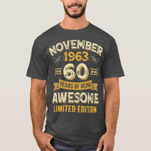 Camiseta 60 Años Awesome Vintage Noviembre 1963 60th Birthd