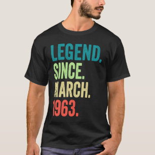 Camiseta 60 años de antigüedad Marzo 1963 60º cumpleaños
