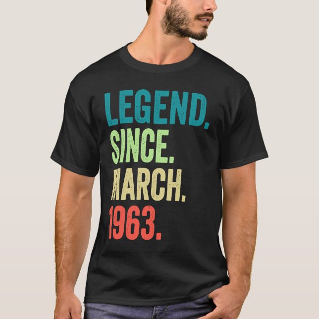 Camiseta 60 años de antigüedad Marzo 1963 60º cumpleaños (Anverso)