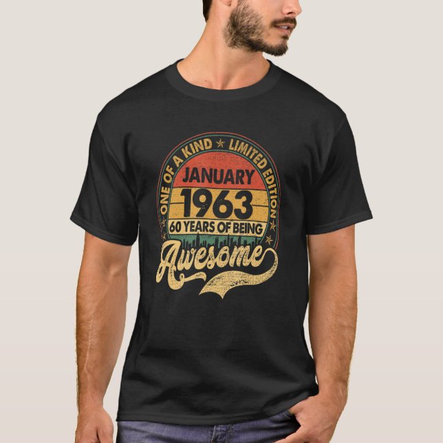 Camiseta 60 años de edad increíble desde enero de 1963 60º  (Anverso)