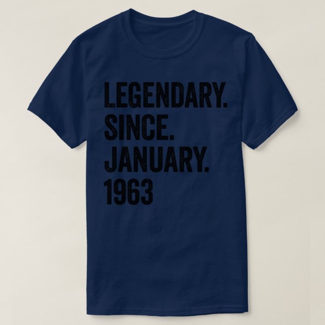 Camiseta 60 años legendarios desde enero de 1963 60º nacimi (Diseño del anverso)