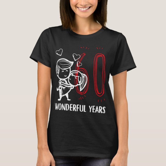 Camiseta 60 Años Maravillosos. 60º aniversario Boda (Anverso)