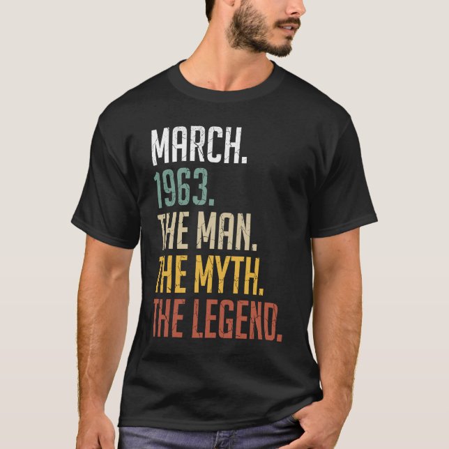 Camiseta 60 años Marzo 1963 Leyenda del mito del hombre 60 (Anverso)