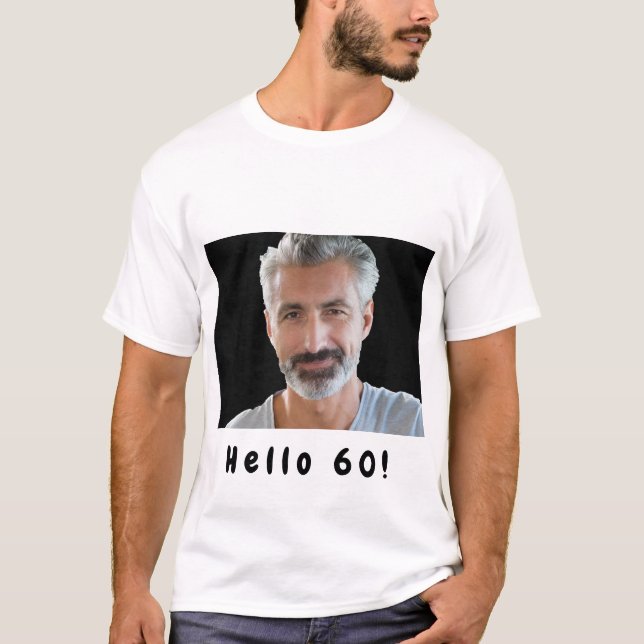 Camiseta 60 años personalizado foto hola 60 hombres (Anverso)