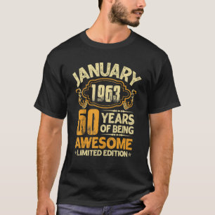 Camiseta 60 años Vintage enero 1963 60º cumpleaños