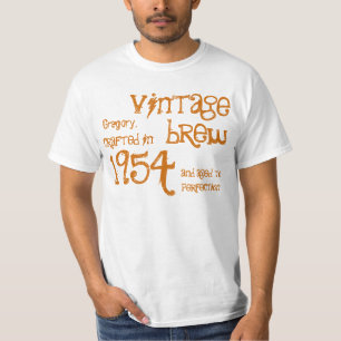 Camiseta 60 cumpleaños 1954 Vintage Brew White Gold v06