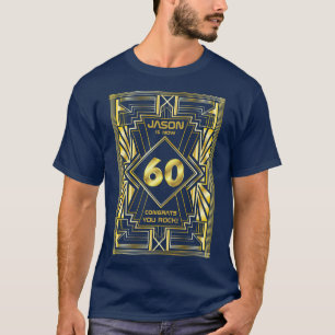 Camiseta 60 cumpleaños Art Deco Gold Blue Great Gatsby
