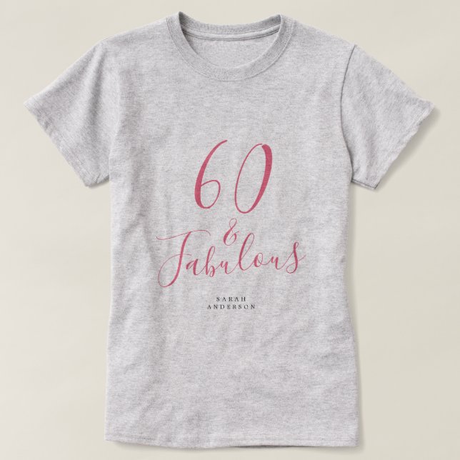Camiseta 60 Fabuloso nombre personalizado rosado regalo de  (Diseño del anverso)