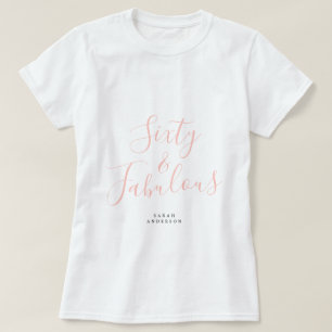 Camiseta 60 Fabuloso nombre personalizado rosado regalo de