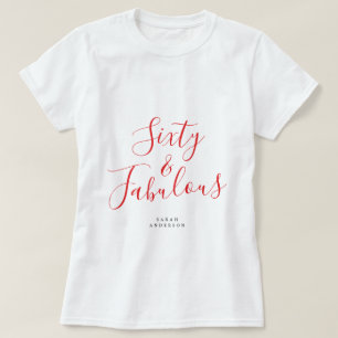 Camiseta 60 Fabuloso Red Custom Name 60th Birthday Gift