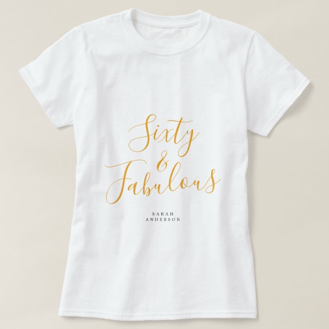 Camiseta 60 Fabuloso Yellow Custom Name 60th Birthday Gift (Diseño del anverso)