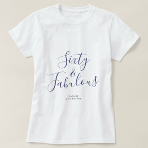 Camiseta 60 Fabulous Blue Custom Name 60th Birthday Gift