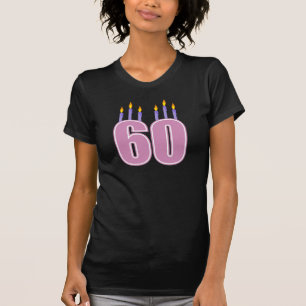 Camiseta 60 velas del cumpleaños (rosa/púrpura)