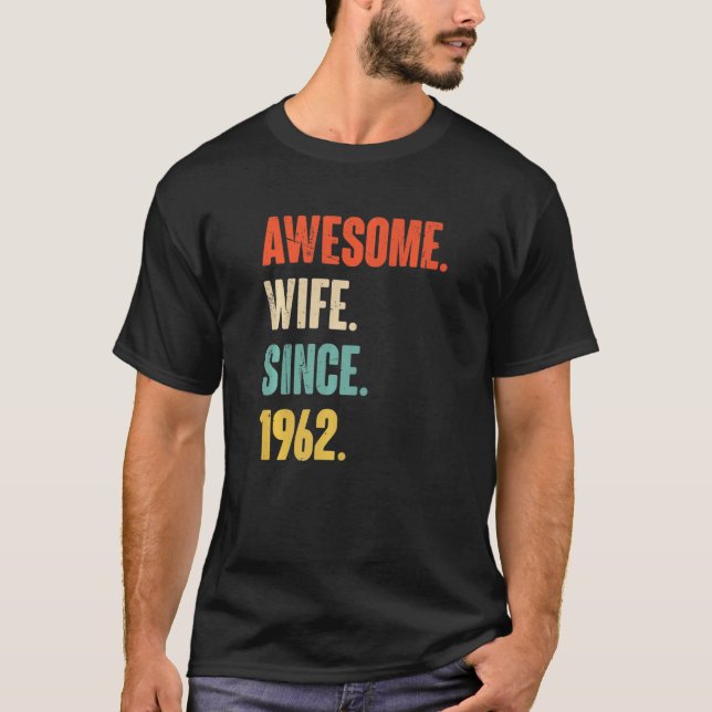 Camiseta 60 Wedding Anniversary For Her  Awesome Wife Since (Anverso)