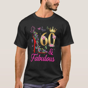 Camiseta 60 y fabulosas mariposas de cumpleaños 60 años H