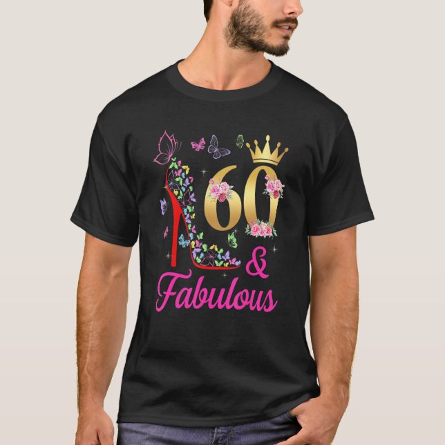 Camiseta 60 y fabulosas mariposas de cumpleaños 60 años H (Anverso)