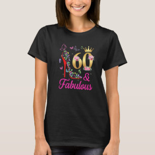 Camiseta 60 y fabulosas mariposas de cumpleaños 60 años H