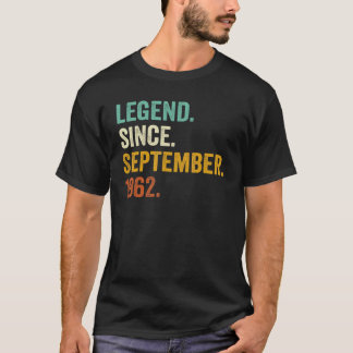 Camiseta 60 Year Old  Legend Since September 1962 60th Birt