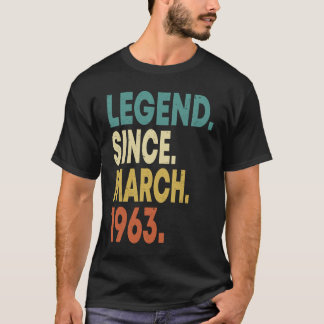 Camiseta 60 Years Old Men Women Legend Since March 1963 60t