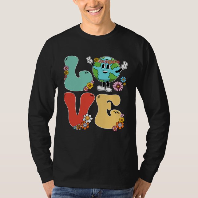Camiseta 60s 70s Retro Love World Earth Day 2023 Teacher Sc (Anverso)