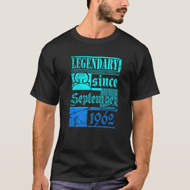 Camiseta 60th Birthday Legendary Since September 1962 Vinta (Anverso)