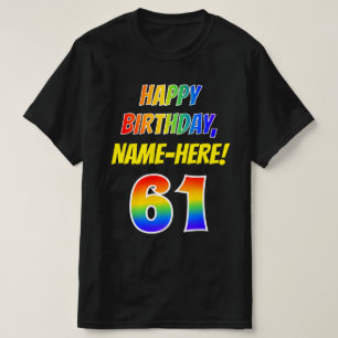Camiseta 61º cumpleaños — Negrita, diversión, arco iri