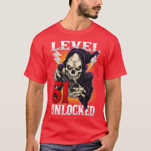 Camiseta 61.ᵉʳ Nacimiento de la gamer Skeleton Nivel 61 Gam