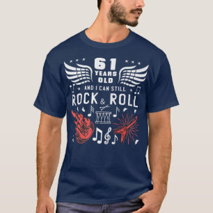 Camiseta 61st Birthday Gag Turning 61 Years Old Guitar Drum