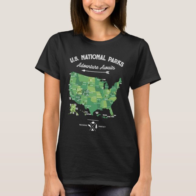 Camiseta 62 Parques Nacionales Mapa Regalos Campino Vintage (Anverso)