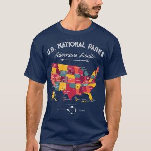 Camiseta 62 Parques Nacionales Mapa Regalos US Park Vintage