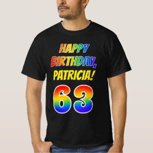 Camiseta 63º cumpleaños — Negrita, diversión, arco iri