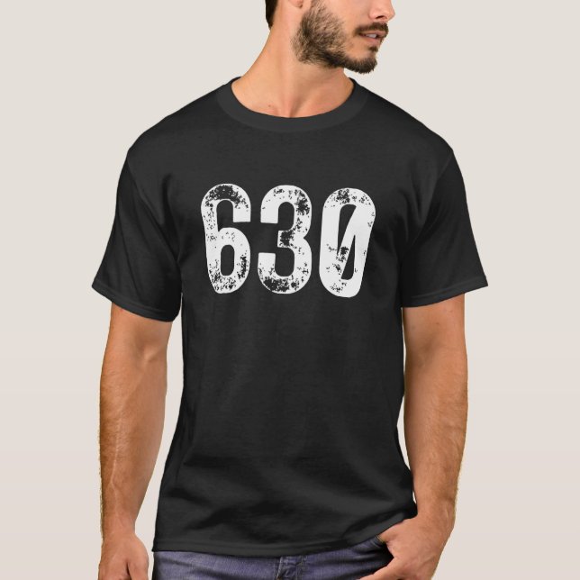 Camiseta 630 Area Code Aurora IL Mobile Telephone Area Code (Anverso)