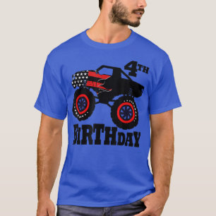 Camiseta 631J American Flag Monster Truck 4th Birthday 2018