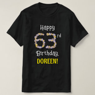 Camiseta 63.º Cumpleaños: Flores Florales Número "63" + Nom