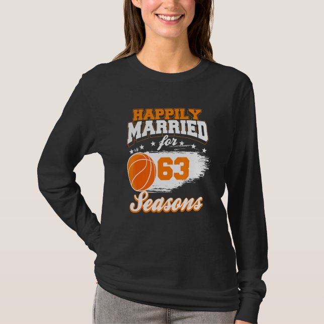 Camiseta 63 años Boda Aniversario Baloncesto Casado Co (Anverso)