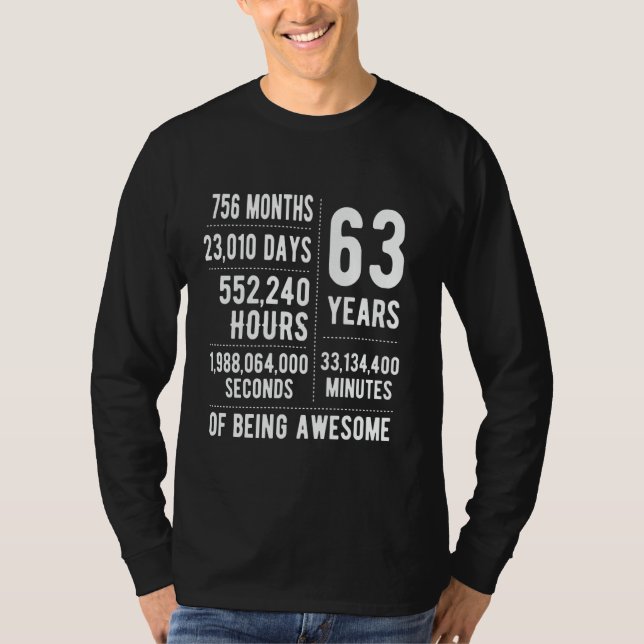 Camiseta 63 años Hombres Famosos de 63 años (Anverso)