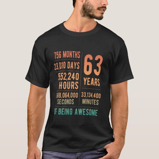 Camiseta 63rd Birthday Men Women Funny 63 Years Old (Anverso)