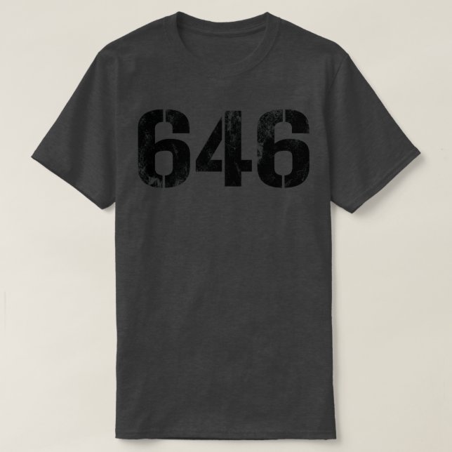 Camiseta 646 Texto negro vintage (Diseño del anverso)