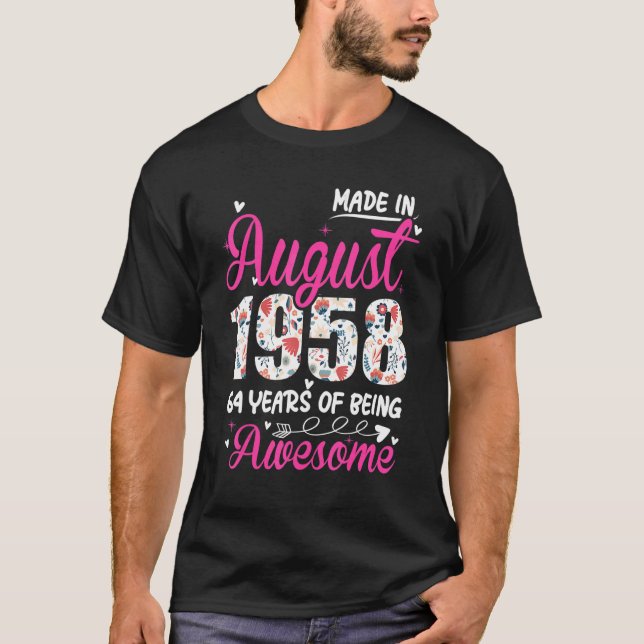 Camiseta 64.º cumpleaños increíble desde agosto de 1958 (Anverso)