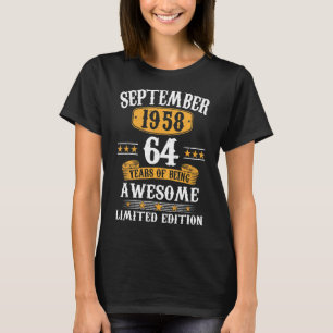 Camiseta 64 años de edad Vintage Septiembre 1958 64º cumple