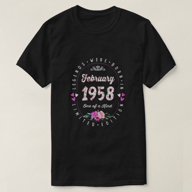 Camiseta 64th Birthday Floral Tee - Legends Born In Februar (Diseño del anverso)