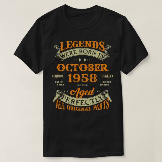 Camiseta 65.ª Leyenda De Regalo De Cumpleaños Nacida En Oct (Diseño del anverso)
