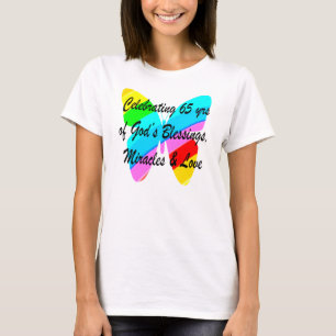 CAMISETA 65.º CUMPLEAÑOS DISEÑO DE MARIPOSAS DE LLUVIA