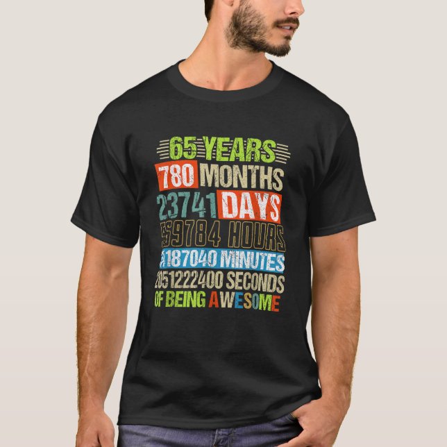 Camiseta 65.º Regalos de cumpleaños Cuenta regresiva de 65  (Anverso)