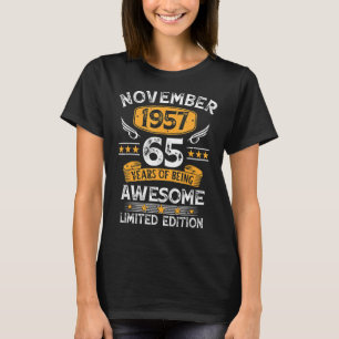 Camiseta 65 años Vintage Noviembre 1957 65º cumpleaños