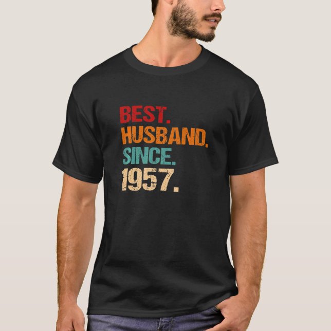 Camiseta 65th Wedding Anniversary Best Husband Since 1957 F (Anverso)