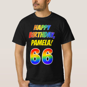 Camiseta 66º cumpleaños — Negrita, diversión, arco iri