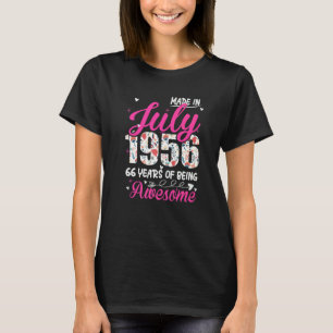 Camiseta 66.º cumpleaños increíble desde julio de 1956 Flor