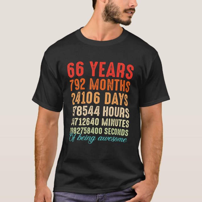 Camiseta 66 Años De Edad Sorprendente 66 Años Hombres Mujer (Anverso)
