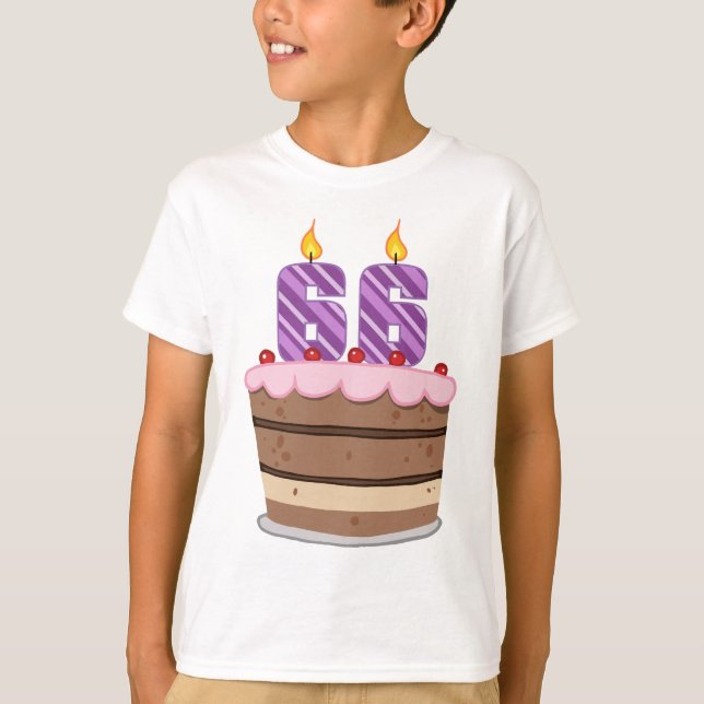Camiseta 66 años en el pastel de cumpleaños (Anverso)